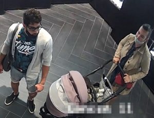 Zdjęcie przedstawia wizerunek kobiety i mężczyzny, którzy mieli najprawdopodobniej bezpośredni kontakt z kradzieżą sklepową
